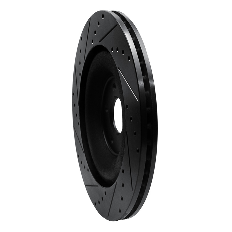 Jaguar XFR-S Brake Rotor (1) - Rear Right - R1 Concepts - Drilled & Slotted - Black - `10-`24